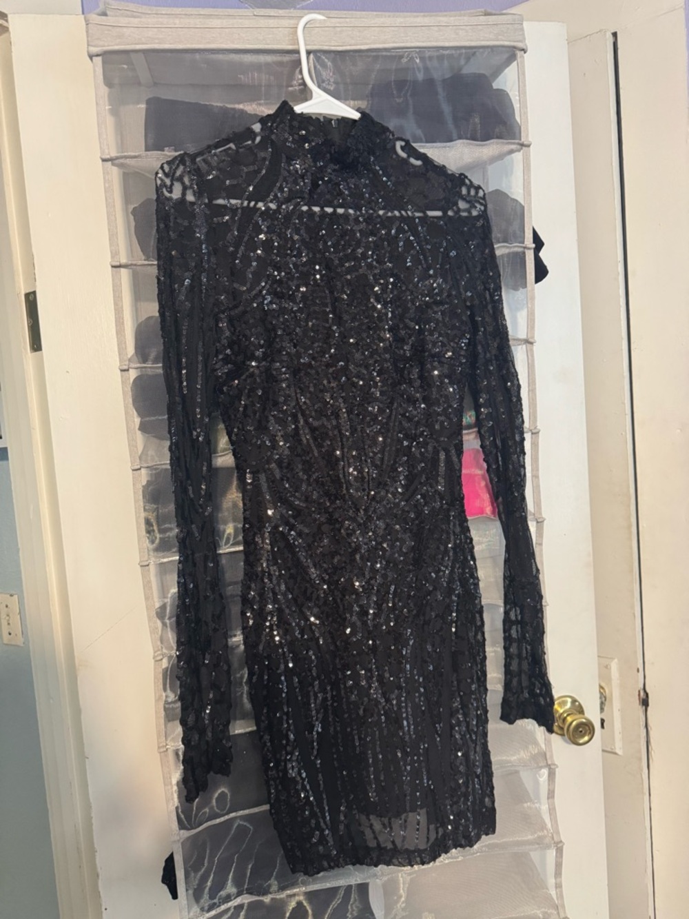 Windsor Black Long-Sleeve Sequin Bodycon Dress